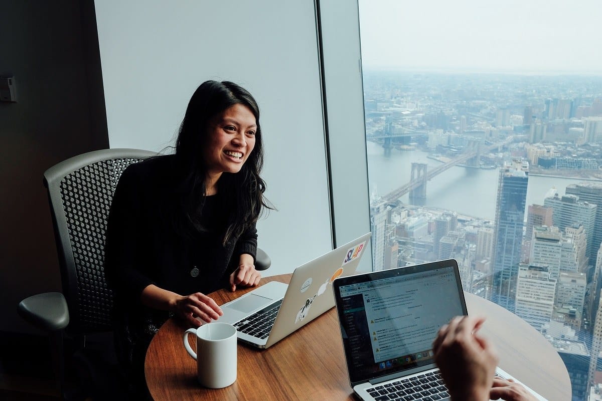 Woman smiling at work