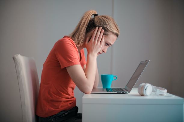 Woman frustrated at work